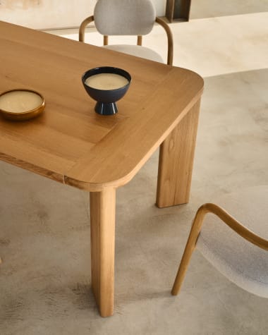Εκτεινόμενο τραπέζι Jondal από μασίφ ξύλο και καπλαμά δρυός 100% FSC 200 (280) x 100 εκ.