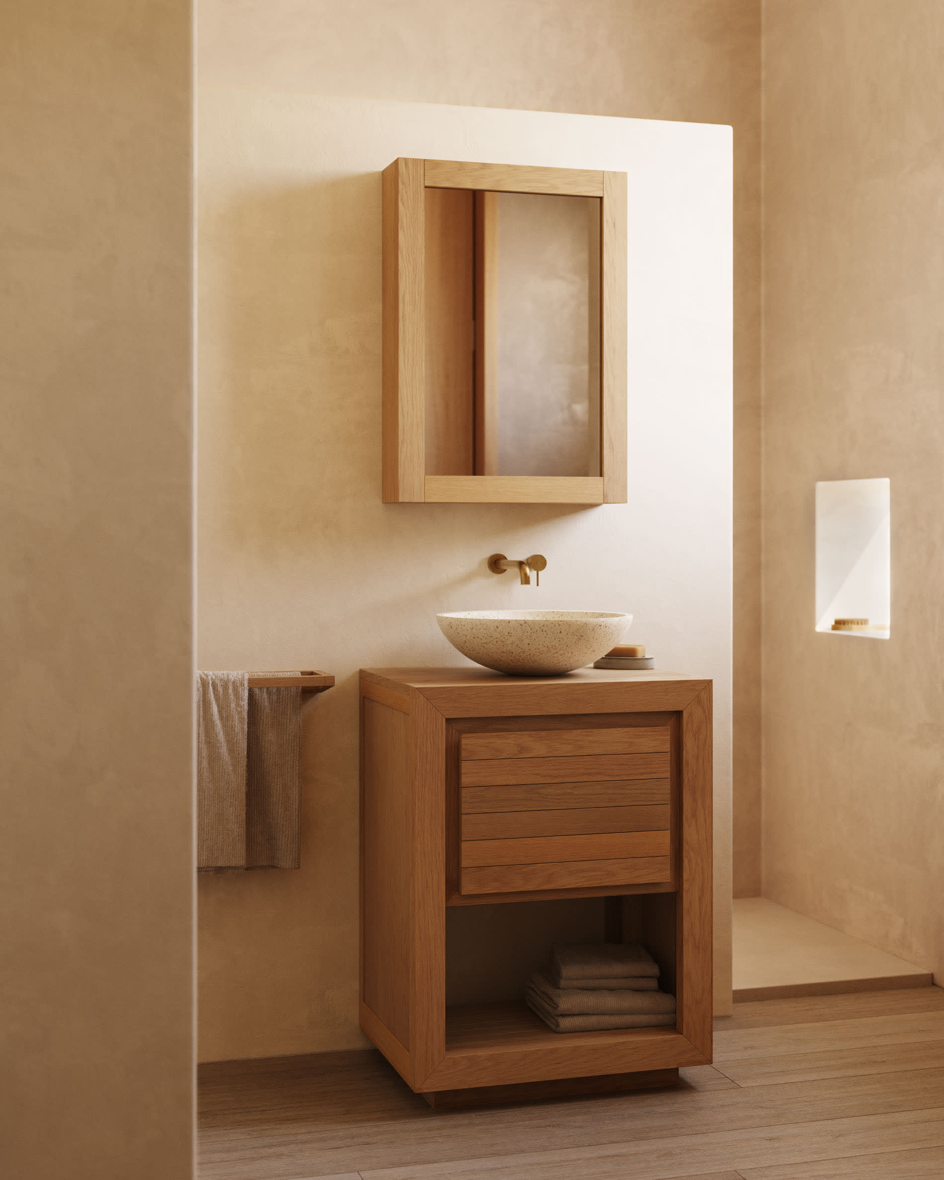 saula badezimmermöbel aus massivem teakholz natürlichem finish 60