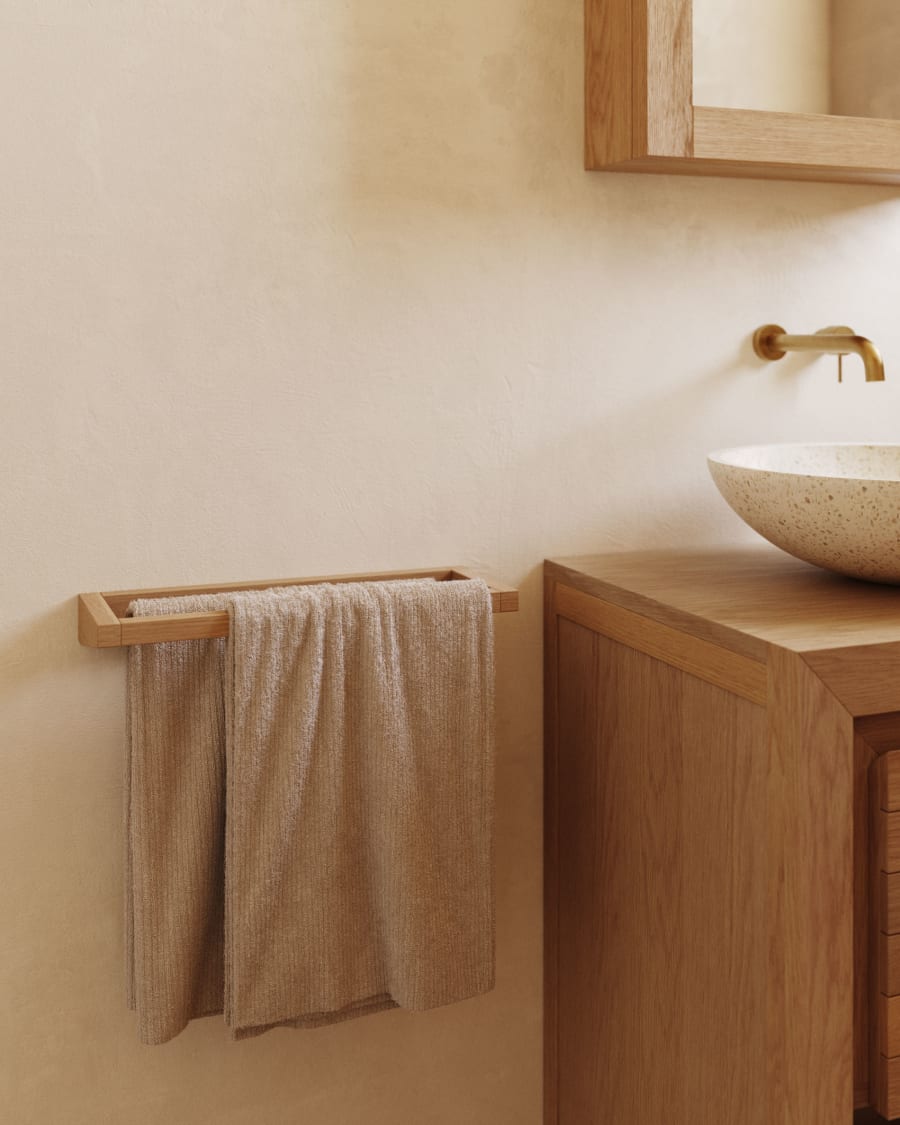 Armario con espejo de baño Parana de madera maciza de teca 100 x