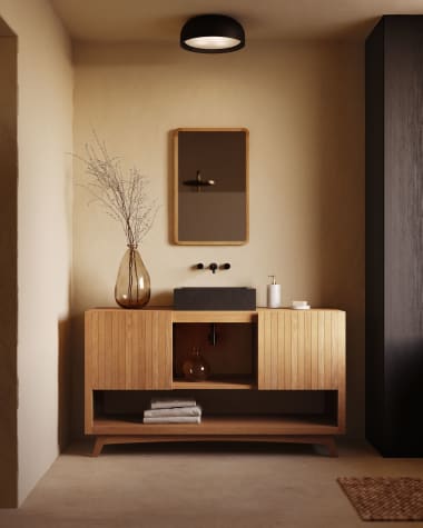 Kuveni bathroom furniture in solid teak wood with a natural finish,  140 x 50 cm