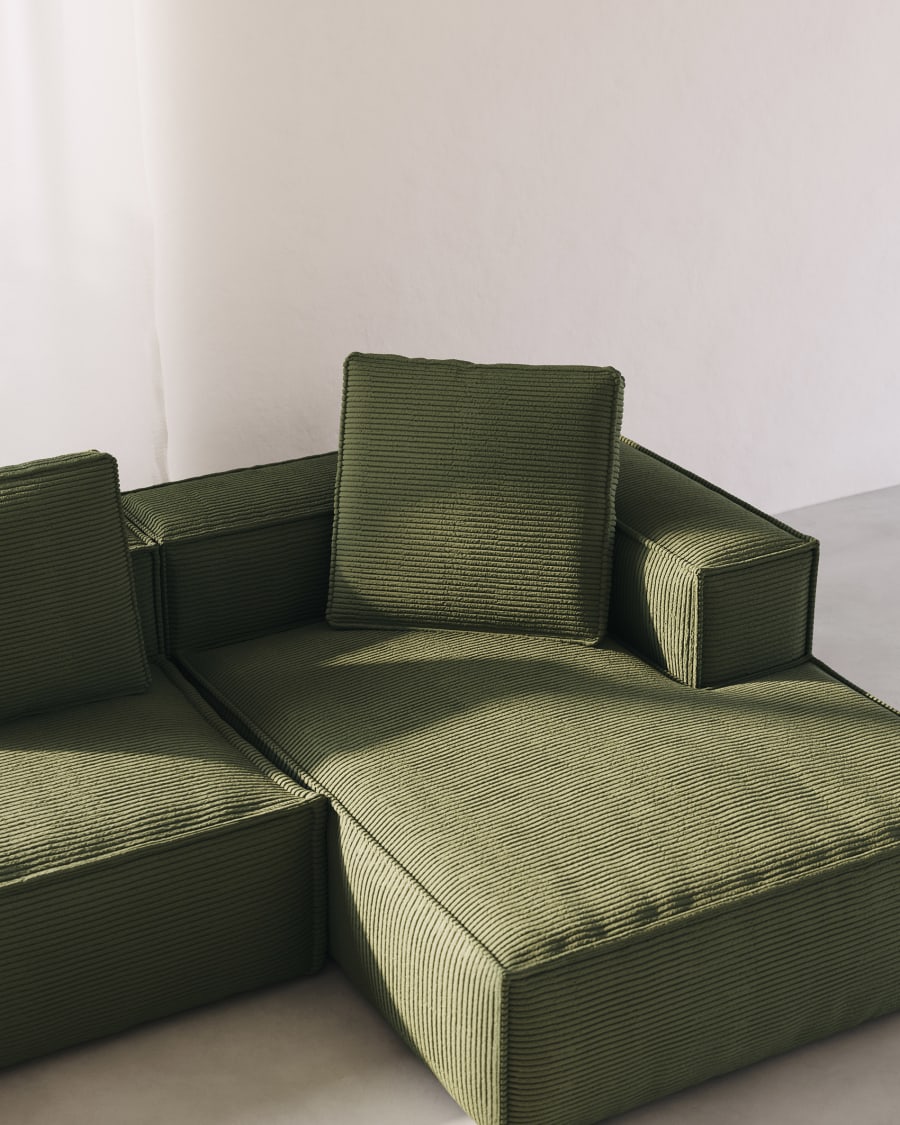 Sofá chaise longue de diseño de pana color crudo 3-4 plazas PANAM