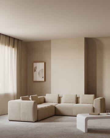 Blok 5-Sitzer-Ecksofa in Beige 320 x 290 cm / 290 x 320 cm
