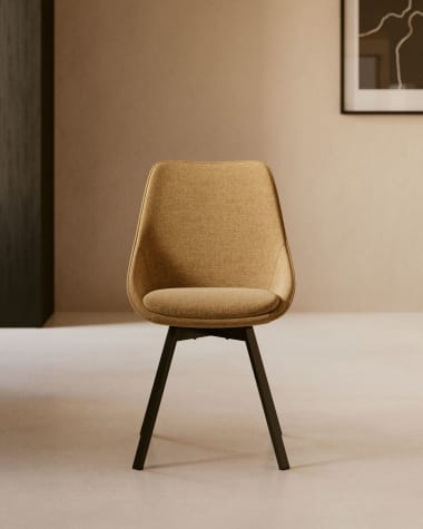 Jenna Drehstuhl senfgelb und Stahlbeine mit schwarzem Finish
