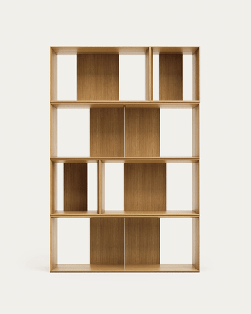 Litto set of 6 modular shelving units in oak wood veneer, 101 x 152 cm