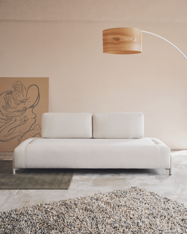 Compo 3-Sitzer-Sofa beige und Metallgestell  grau 232 cm