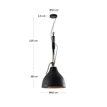 Lampe suspension Sadie noir - dimensions