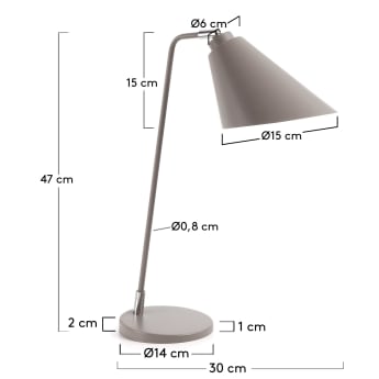 Lampe de table Tipir gris - dimensions
