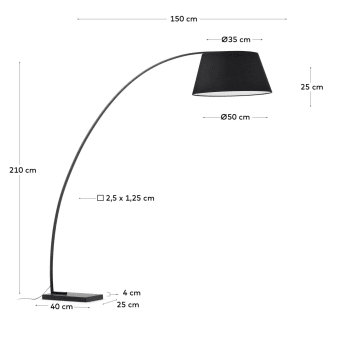 Juhe floor lamp in steel and black marble - sizes