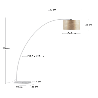 Juhe floor lamp in gold steel and black marble - sizes