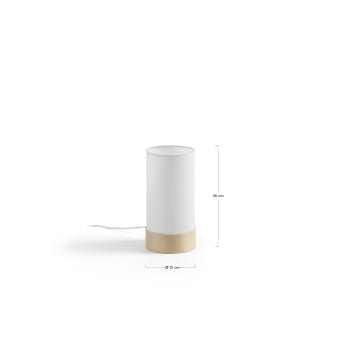 Slat table lamp in cotton and beech wood - sizes