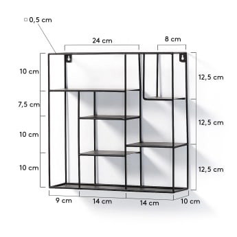 Nils shelves in steel with black finish 37 x 37,5 cm - sizes