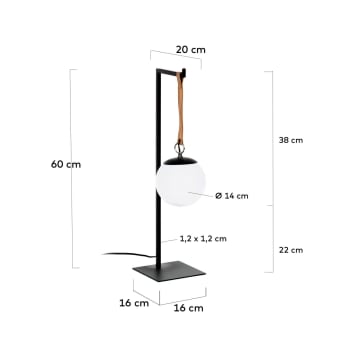 Monteiro steel and leather table lamp - sizes