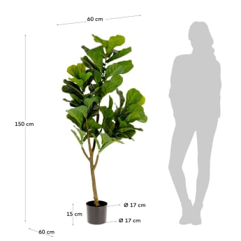 Planta artificial Ficus con maceta negro 150 cm - tamaños