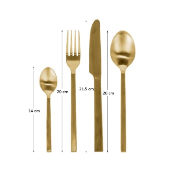 Lite 16-piece golden cutlery set gold - sizes