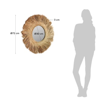 Rumer natuurvezel spiegel, Ø 72 cm - maten
