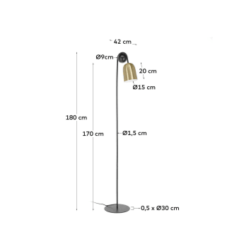 Natsumi metal and wood floor lamp - sizes