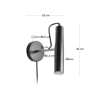 Maude wall light in metal Kave black Home® finish adapter with UK 
