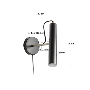 Maude wall light in metal with black finish - sizes