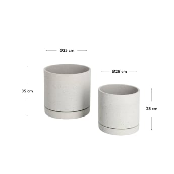 Kwanti set of 2 cement plant pots, Ø 35 cm / Ø 28 cm - sizes