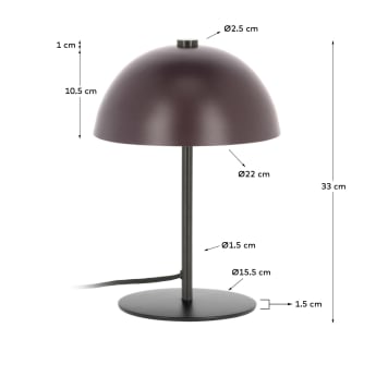 Aleyla table lamp in metal with maroon finish. - sizes