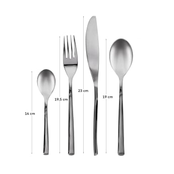 Crisps square handle 16-piece silvery cutlery set - sizes