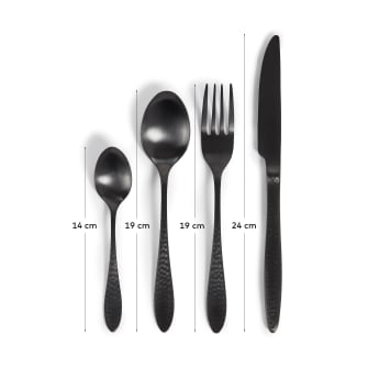 Yarine set of 16 black cutlery - sizes