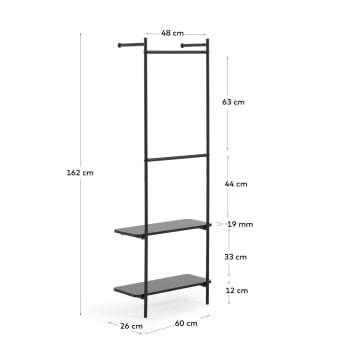 Galatia melamine and metal clothes rail with black finish 60 x 162 cm - sizes