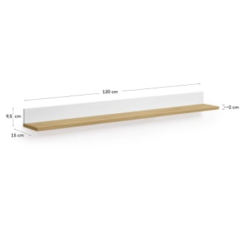 Abilen shelf in 100% FSC oak veneer and white lacquer 120 x 15 cm - sizes