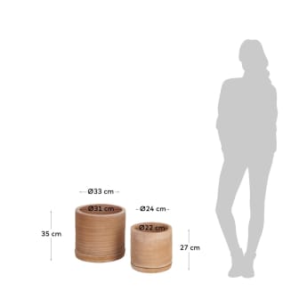 Set Karlina di 2 vasi con piattino in terracotta Ø 33 cm / Ø 24 cm - dimensioni