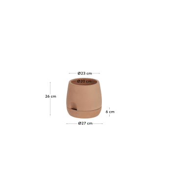 Petit pot avec auto-arrosage Luigina en terre cuite Ø 27 cm - dimensions