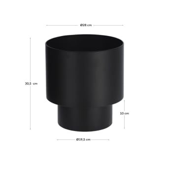 Cache-pot rond Mash métal noir Ø 28 cm - dimensions