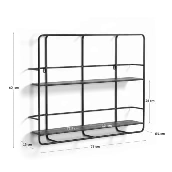 Najat shelves in steel with black finish 75 x 60 cm - sizes