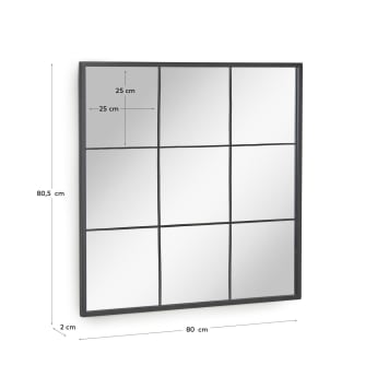 Espejo de pared Ulrica metal negro 80 x 80 cm - tamaños