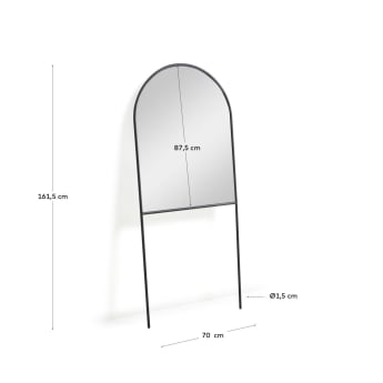 Miroir sur pied Nazara métal noir 70 x 161 cm - dimensions