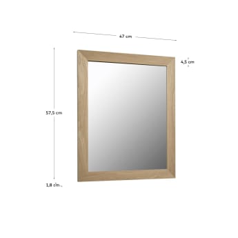 Espejo Wilany marco ancho de MDF con acabado natural 47 x 57,5 cm - tamaños