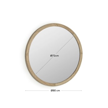 Alum round solid mindi wood mirror 80 cm - sizes