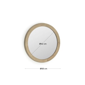 Alum round solid mindi wood mirror 50 cm - sizes