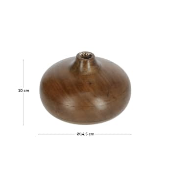 Tyara solid acacia wood vase, 10 cm - sizes