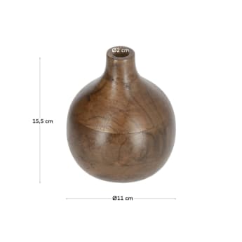 Tyara solid acacia wood vase, 15,5 cm - sizes