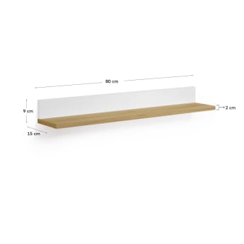 Étagère Abilen en placage de chêne et laqué blanc 80 x 15 cm FSC 100 % - dimensions