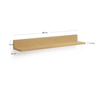 Abilen oak veneer and white lacquer shelf, 80 x 15 cm, FSC™ 100% certified - sizes