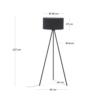 Ikia floor lamp in steel with black finish - sizes
