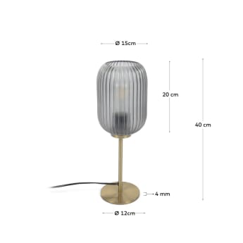 Hestia table lamp in metal with brass and grey glass finish - sizes