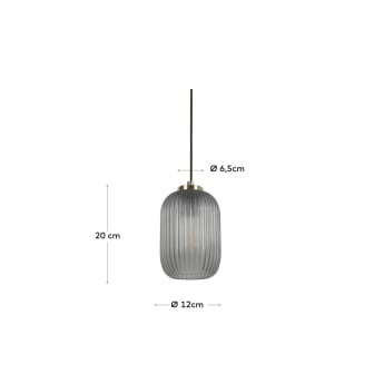 Hestia metal ceiling light with brass finish and grey glass - sizes
