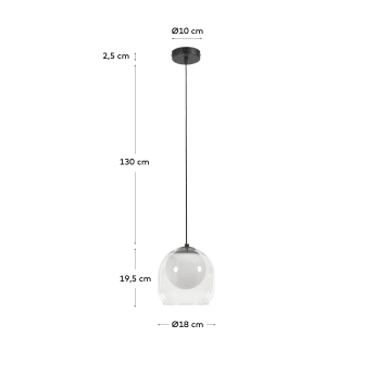Belkis ceiling light in glass and metal with black finish - sizes