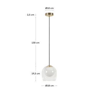 Belkis ceiling light in glass and metal with brass finish - sizes