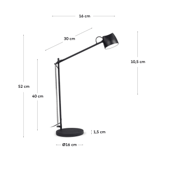 Eldina table lamp in steel with black finish - sizes
