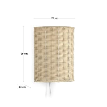 Kimjit wall light in rattan with natural finish - sizes