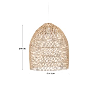 Plafoniera per lampada Domitila 100% rattan con finitura naturale Ø 44 cm - dimensioni