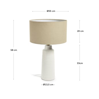 Lampe de table Mijal en céramique finition blanche - dimensions
